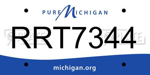 RRT7344 Michigan License Plate