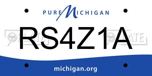 RS4Z1A Michigan License Plate