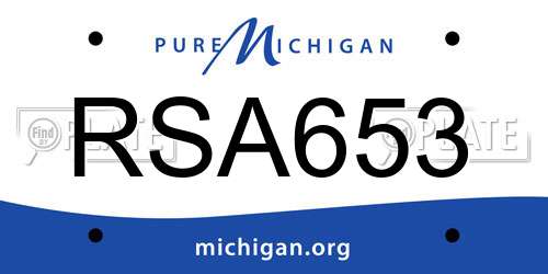 RSA653 Michigan License Plate