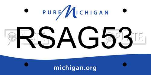 RSAG53 Michigan License Plate