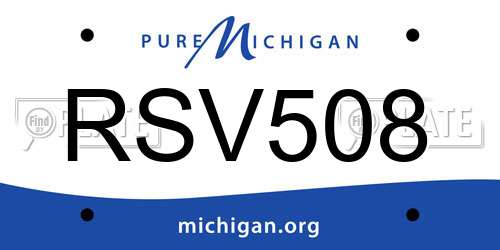 RSV508 Michigan License Plate
