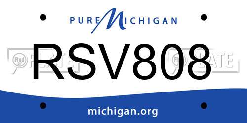 RSV808 Michigan License Plate