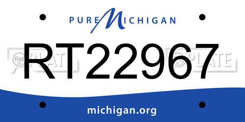 RT22967 Michigan License Plate