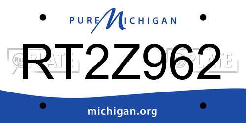 RT2Z962 Michigan License Plate