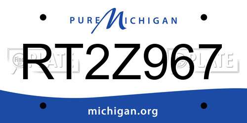 RT2Z967 Michigan License Plate