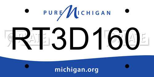 RT3D160 Michigan License Plate