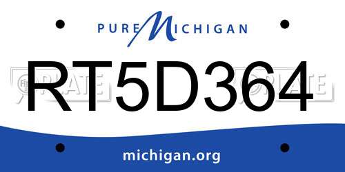 RT5D364 Michigan License Plate