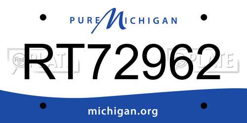 RT72962 Michigan License Plate