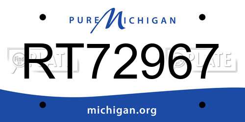 RT72967 Michigan License Plate