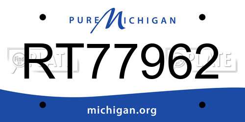 RT77962 Michigan License Plate