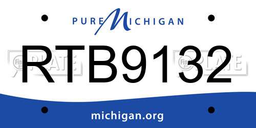RTB9132 Michigan License Plate