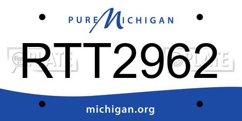 RTT2962 Michigan License Plate