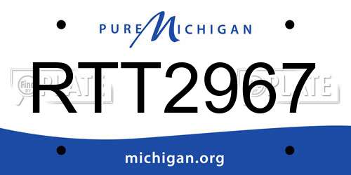 RTT2967 Michigan License Plate