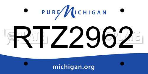 RTZ2962 Michigan License Plate