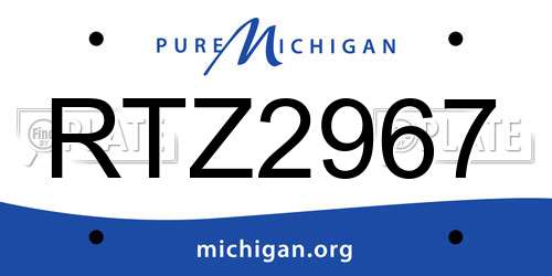 RTZ2967 Michigan License Plate