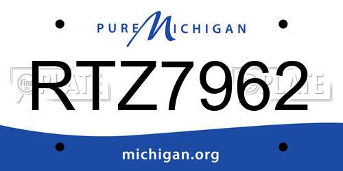 RTZ7962 Michigan License Plate