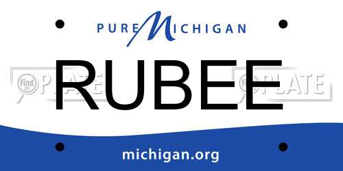 RUBEE Michigan License Plate