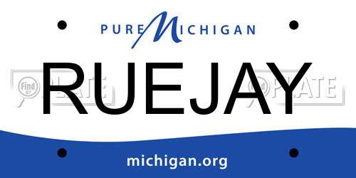 RUEJAY Michigan License Plate