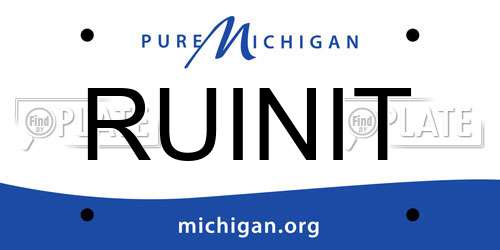 RUINIT Michigan License Plate