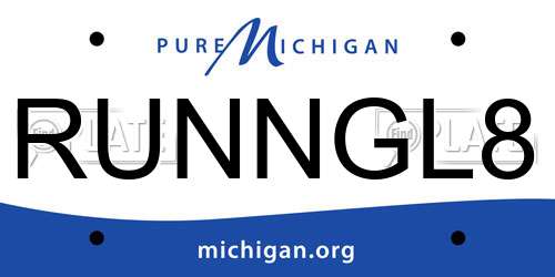 RUNNGL8 Michigan License Plate
