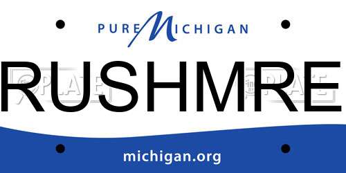 RUSHMRE Michigan License Plate