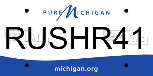 RUSHR41 Michigan License Plate