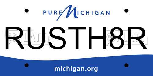 RUSTH8R Michigan License Plate