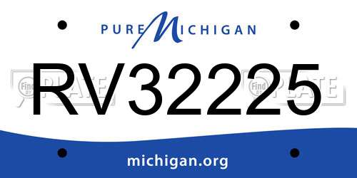 RV32225 Michigan License Plate