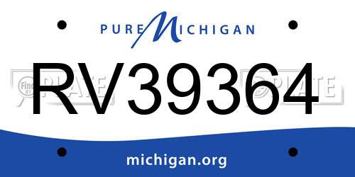RV39364 Michigan License Plate