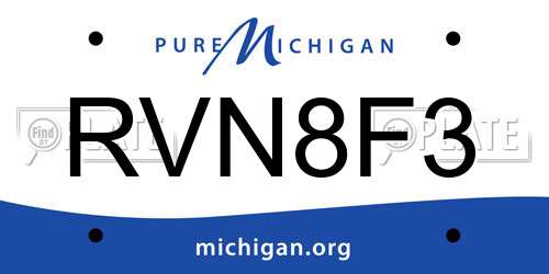 RVN8F3 Michigan License Plate