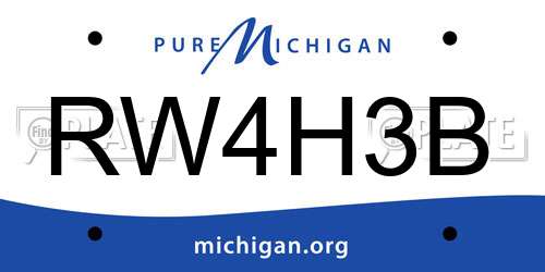 RW4H3B Michigan License Plate