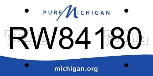 RW84180 Michigan License Plate