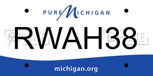 RWAH38 Michigan License Plate
