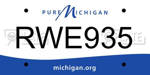 RWE935 Michigan License Plate