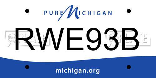 RWE93B Michigan License Plate