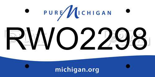 RWO2298 Michigan License Plate