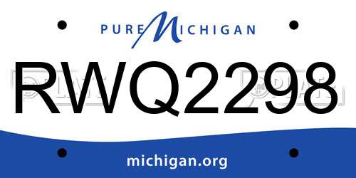 RWQ2298 Michigan License Plate