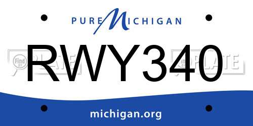 RWY340 Michigan License Plate
