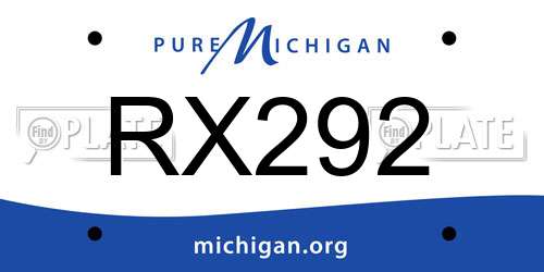 RX292 Michigan License Plate