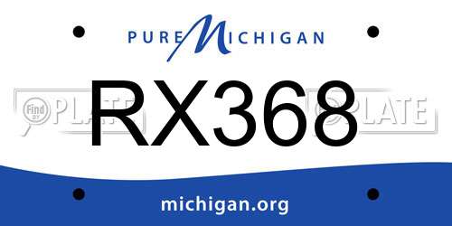RX368 Michigan License Plate