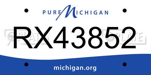 RX43852 Michigan License Plate
