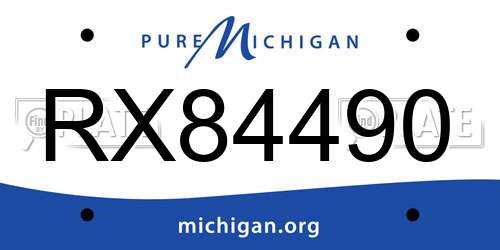 RX84490 Michigan License Plate
