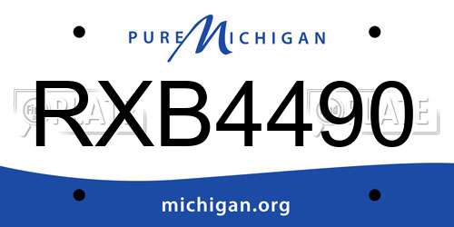 RXB4490 Michigan License Plate