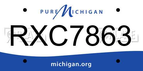 RXC7863 Michigan License Plate