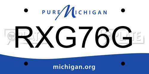 RXG76G Michigan License Plate