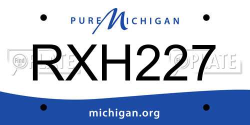 RXH227 Michigan License Plate