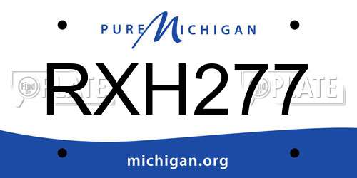 RXH277 Michigan License Plate
