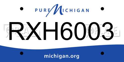 RXH6003 Michigan License Plate