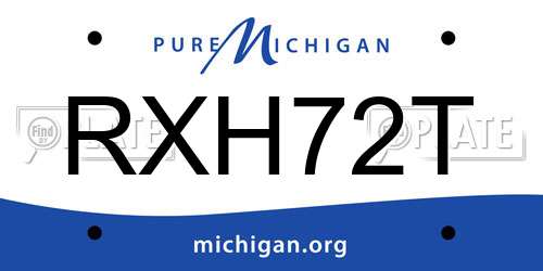 RXH72T Michigan License Plate