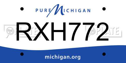 RXH772 Michigan License Plate
